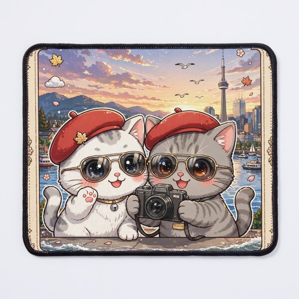 Item preview, Vancouver Boss Mode Selfie - Freda & Junior Maple Leaf Red Beret Cats designed and sold by MAISON SYLVIE.