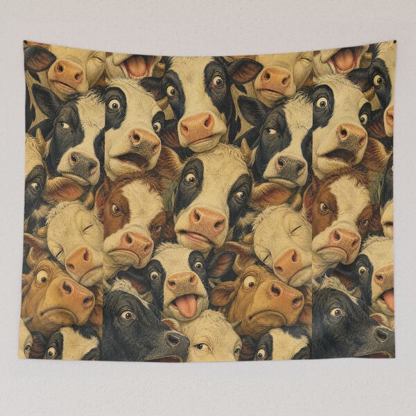 Item preview, Cute Cow Faces Portrait Collage designed and sold by merchxwear.