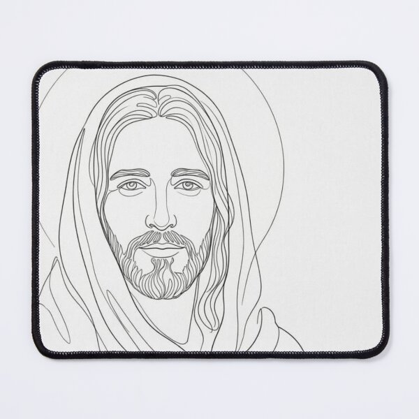 Item preview, Minimalist drawing of Jesus Christ's face, one line on a white background. designed and sold by MantoSagrado.
