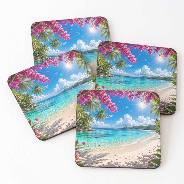 Item preview, Tropical Paradise Beneath Blossoming Trees Mouse pad  designed and sold by Designertanya.