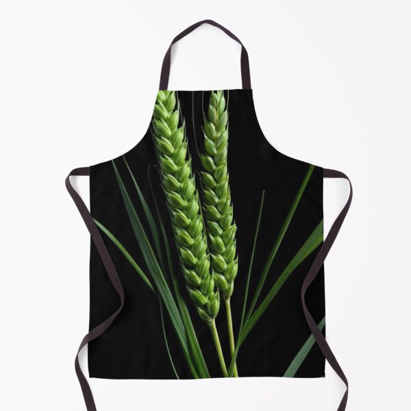 Item preview, Green Wheat Ears Minimalist Botanical Art Black Background designed and sold by LYAN-STORE.