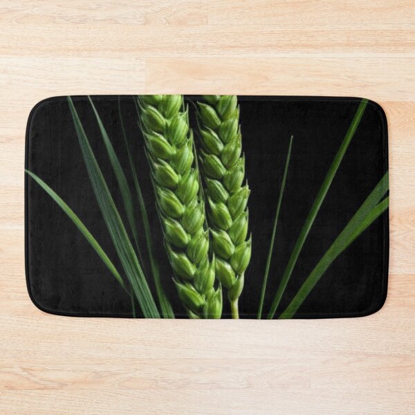 Item preview, Green Wheat Ears Minimalist Botanical Art Black Background designed and sold by LYAN-STORE.