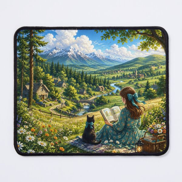 Item preview, Girl reading in nature Mouse pad designed and sold by Designertanya.