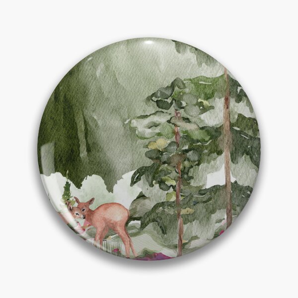 Item preview, Watercolor Pine Forest Woodland Deer Nature Aesthetic designed and sold by SK ArtNest.