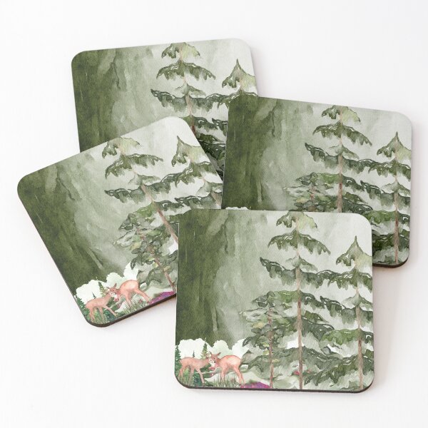 Item preview, Watercolor Pine Forest Woodland Deer Nature Aesthetic designed and sold by SK ArtNest.