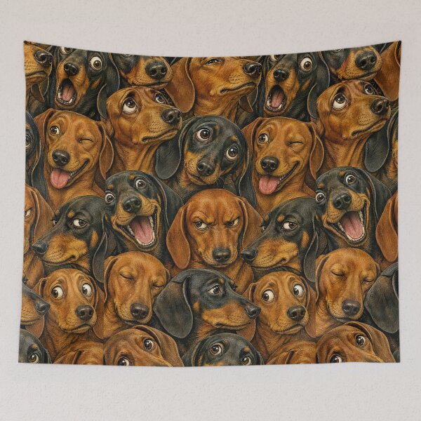 Item preview, Cute Dachshund Faces Portrait Collage designed and sold by merchxwear.
