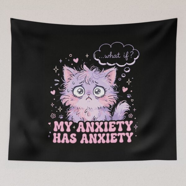 Item preview, My Anxiety Has Anxiety Cat - Cute Anxious Kitten Pastel designed and sold by Fulaly.