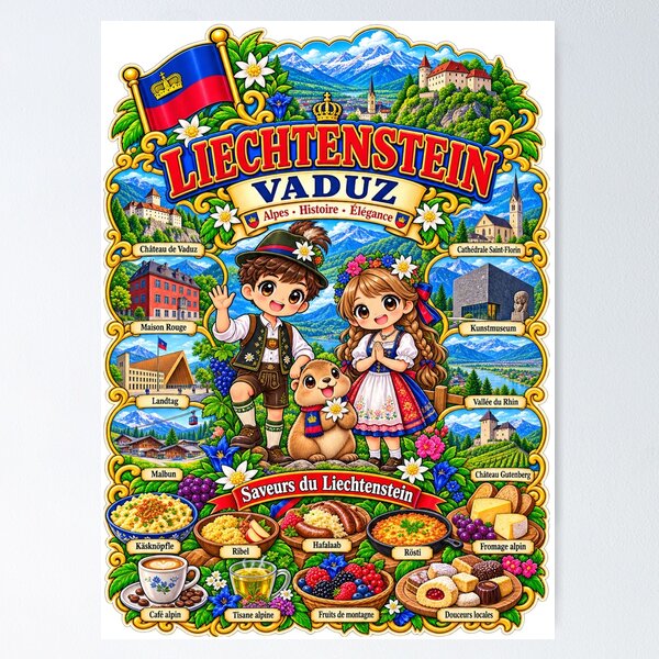 Item preview, Liechtenstein Vaduz – Kawaii Travel, Alps and Culture of Liechtenstein designed and sold by Cifi64.