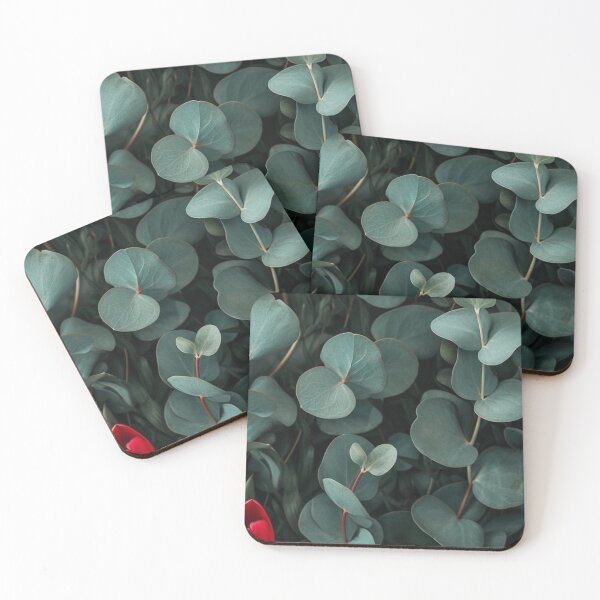 Item preview, Red Tulips Eucalyptus Leaves Dark Moody Botanical Photography designed and sold by LYAN-STORE.