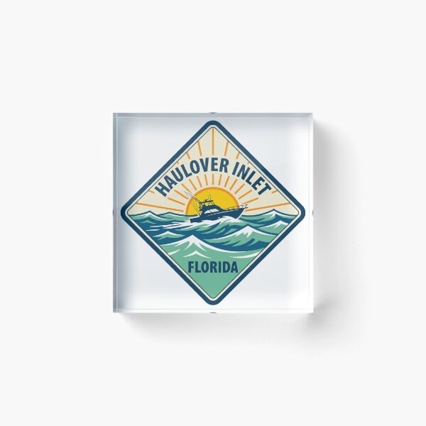 Item preview, Haulover Inlet Florida Retro Offshore Fishing Boat Waves Diamond Badge designed and sold by CityMerch4.