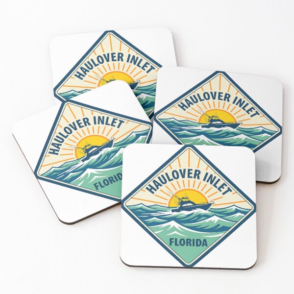 Item preview, Haulover Inlet Florida Retro Offshore Fishing Boat Waves Diamond Badge designed and sold by CityMerch4.