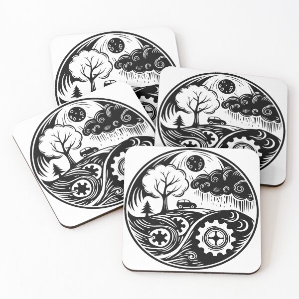 Item preview, Retro Road Trip Linocut - Nature vs Machine Gear Design designed and sold by ART BOND.