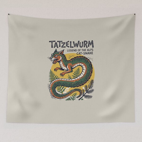 Item preview, Tatzelwurm Cat Snake Legend of the Alps Cryptid Illustration designed and sold by KiwiRider.