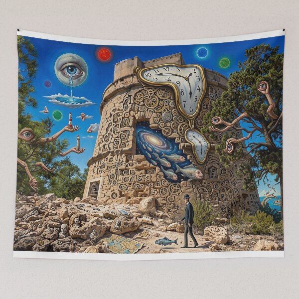 Item preview, Surrealist Ibiza Pirate Tower Portinatx Salvador Dali Style designed and sold by ArtworkNorth.