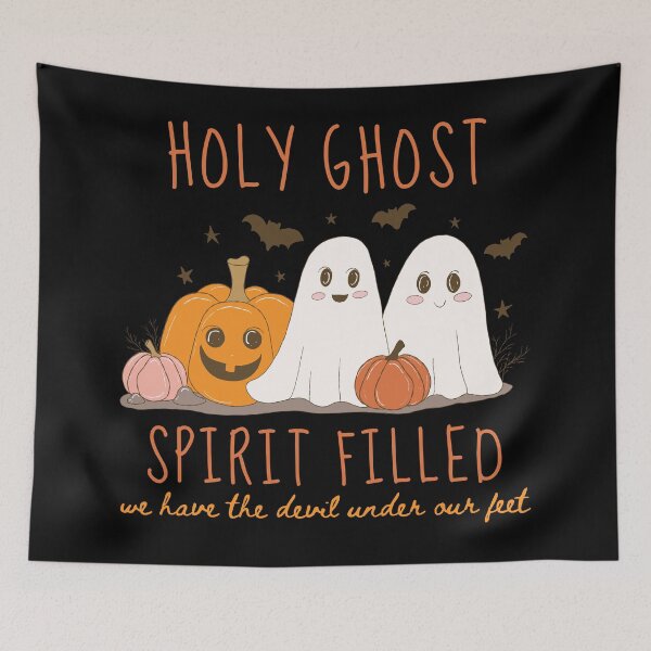 Item preview, Cute Vintage Halloween Ghost and Pumpkins, Holy Spirit Filled Christian, Spooky Season Autumn  designed and sold by Forevermore.