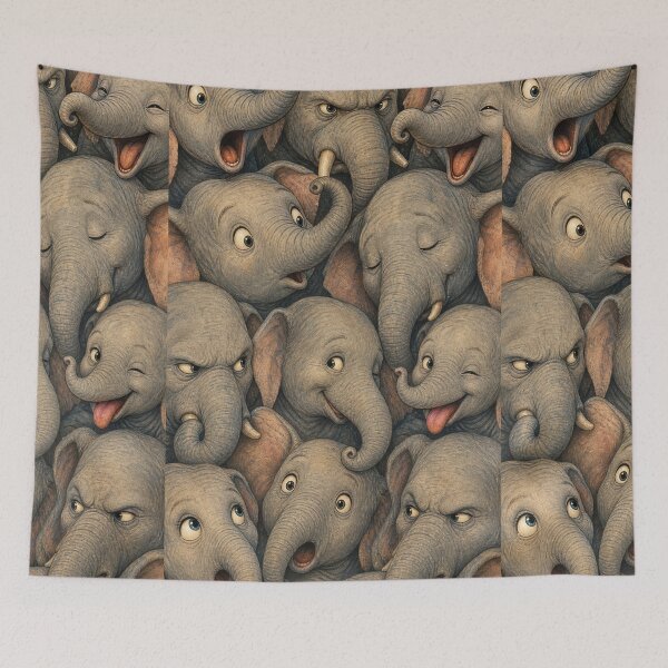 Item preview, Cute Elephant Faces Portrait Collage designed and sold by merchxwear.