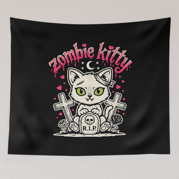 Item preview, Zombie Kitty Cute Pastel Goth Halloween Cat designed and sold by Say It With Ink.