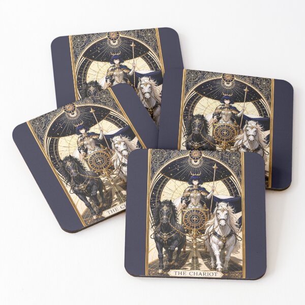 Item preview, The Chariot Tarot Card Black and White Horses designed and sold by MythicMood.