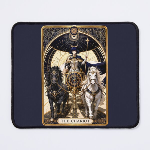 Item preview, The Chariot Tarot Card Black and White Horses designed and sold by MythicMood.