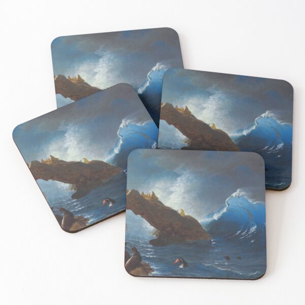 Item preview, Seals on the rocks coastal nautical seascape art print classical painting by Albert Bierstadt designed and sold by Jéanpaul  Ferro.