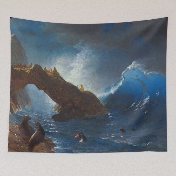Item preview, Seals on the rocks coastal nautical seascape art print classical painting by Albert Bierstadt designed and sold by Jéanpaul  Ferro.
