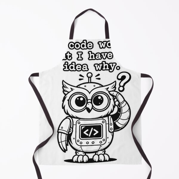 Item preview, My Code Works Funny Programmer Robot Owl designed and sold by Retro Rascals Co..