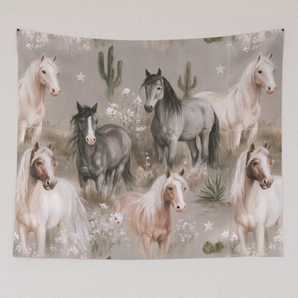 Item preview, Wild Horse Desert Seamless Pattern | Western Horse Print | Cute Equine & Cactus Pattern | Boho Cowgirl Design designed and sold by Artforhorse.