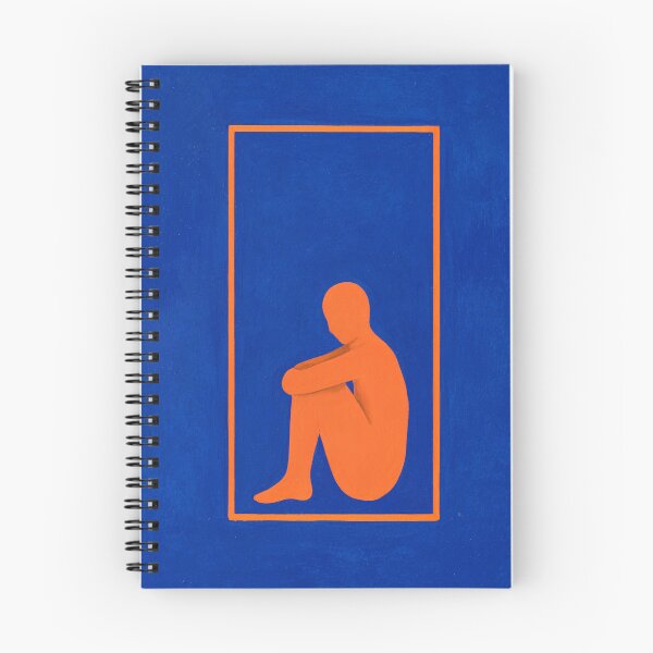 Item preview, The Geometry of Grief (No 6. The Interior) Minimalist Blue Orange Art Print designed and sold by Moodzu.