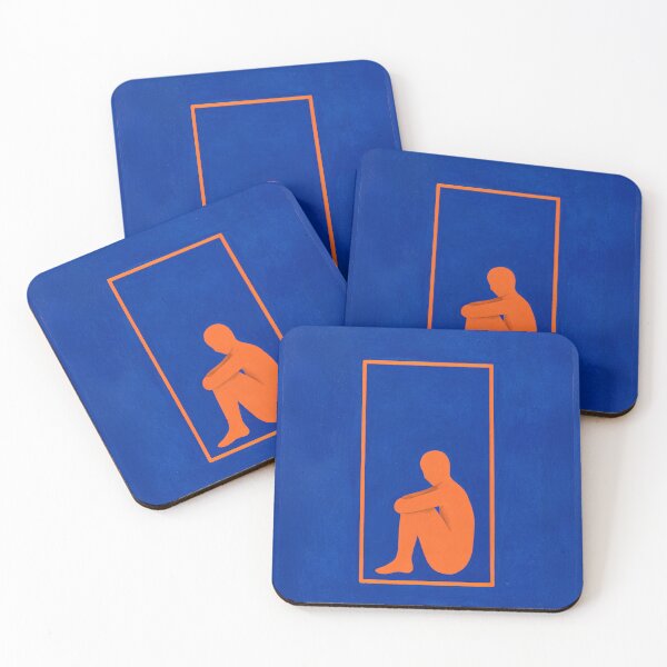 Item preview, The Geometry of Grief (No 6. The Interior) Minimalist Blue Orange Art Print designed and sold by Moodzu.
