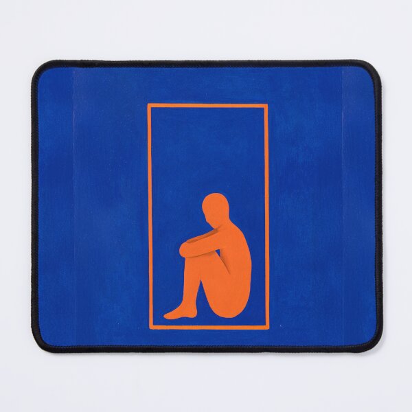 Item preview, The Geometry of Grief (No 6. The Interior) Minimalist Blue Orange Art Print designed and sold by Moodzu.