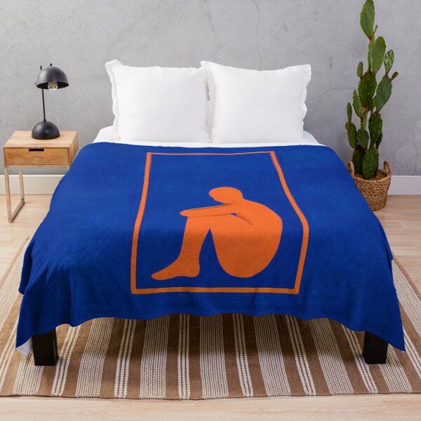 Item preview, The Geometry of Grief (No 6. The Interior) Minimalist Blue Orange Art Print designed and sold by Moodzu.