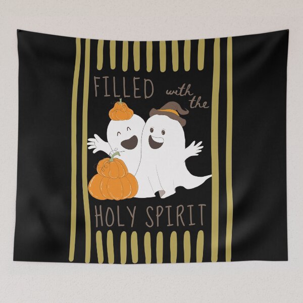 Item preview, Cute Vintage Halloween Ghost and Pumpkins, Holy Spirit Filled Christian, Spooky Season Autumn  designed and sold by Forevermore.