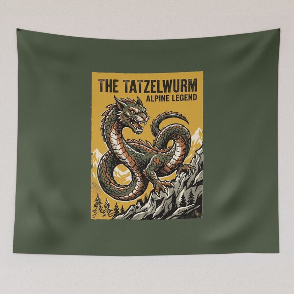 Item preview, Tatzelwurm Legend Alpine Cryptid Vintage Poster Graphic designed and sold by KiwiRider.