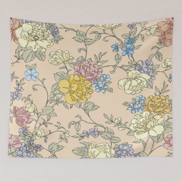 Item preview, Vintage Pastel Floral Seamless Pattern on Soft Peach Background designed and sold by Johnnies.