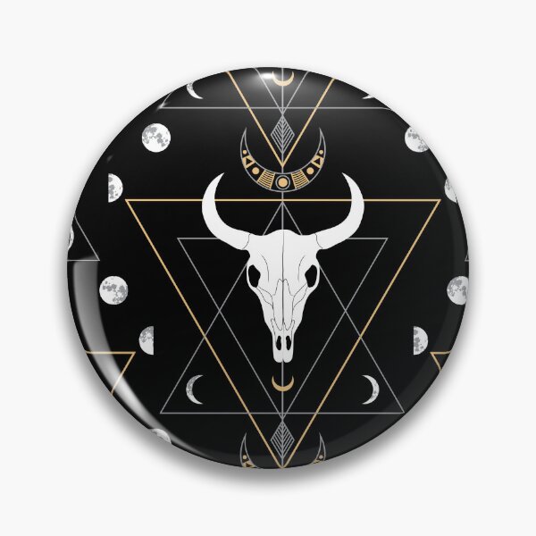 Item preview, Celestial Bull Skull Pattern with Moon Phases designed and sold by Sveta Aho.