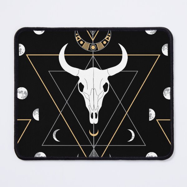 Item preview, Celestial Bull Skull Pattern with Moon Phases designed and sold by Sveta Aho.