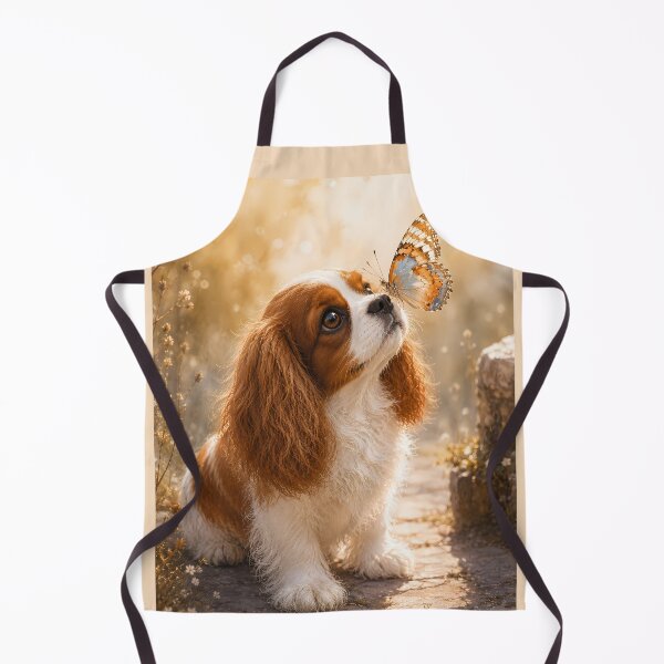 Item preview, Cavalier King Charles Spaniel with Butterfly – Whimsical Woodland Dog Art designed and sold by ManJiangHong.