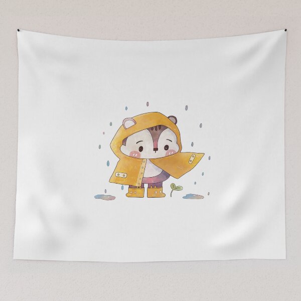 Item preview, Chipmunk Wearing Yellow Raincoat designed and sold by Mollyluo-Drawss.
