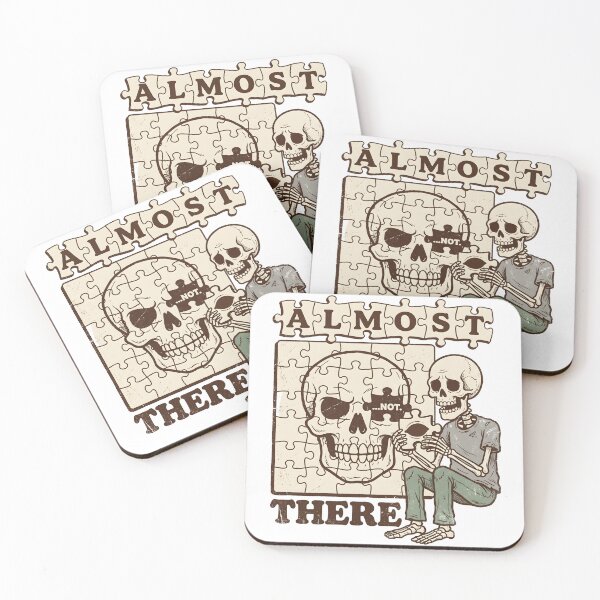Item preview, Skeleton Sitting and Solving Skull Jigsaw Puzzle Almost There Text Graphic designed and sold by MisteryDesigner.