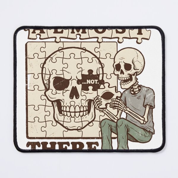 Item preview, Skeleton Sitting and Solving Skull Jigsaw Puzzle Almost There Text Graphic designed and sold by MisteryDesigner.