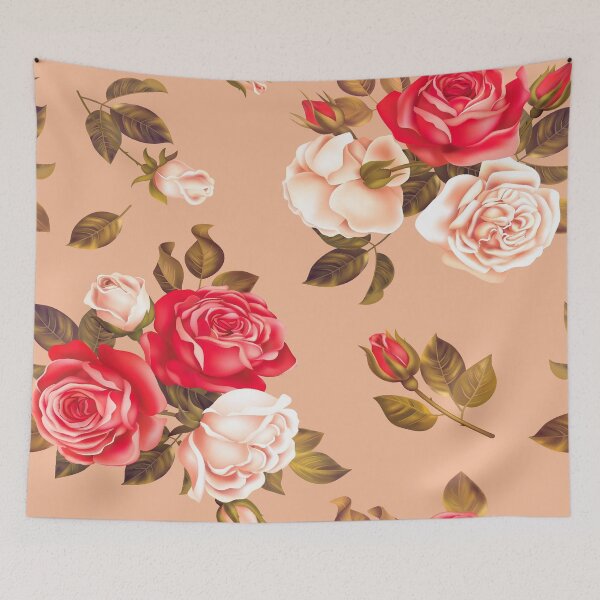 Item preview, Elegant Rose Floral Pattern on Warm Peach Background designed and sold by Johnnies.