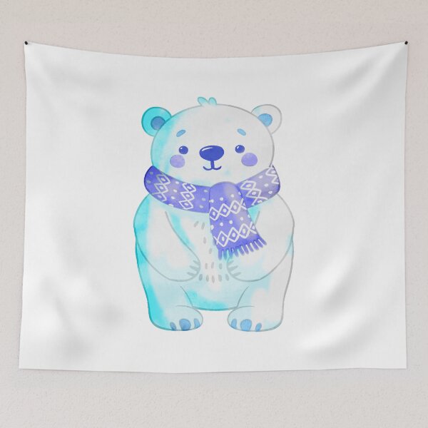 Item preview, Cute Polar Bear Blue Scarf Winter Digital Art designed and sold by Cosplay Evolution.