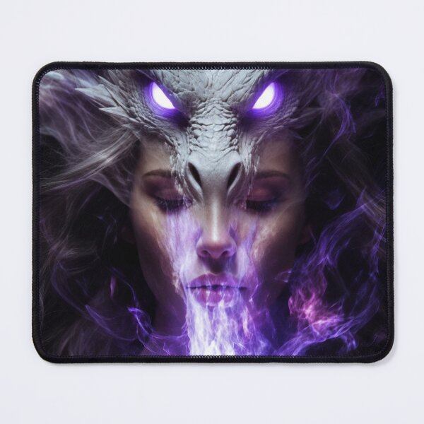 Item preview, Dragon Woman Purple Magic Wall Art – Mystical Fantasy Sorceress with Glowing Dragon and Arcane Energy designed and sold by DrakariArt.