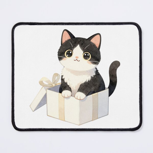 Item preview, Cute Kawaii Tuxedo Cat in a Gift Box designed and sold by tobbyasz.