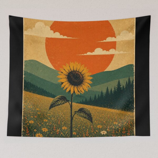 Item preview, Lone Sunflower Meadow – Vintage Nature Pop Art designed and sold by naturalsurvival.