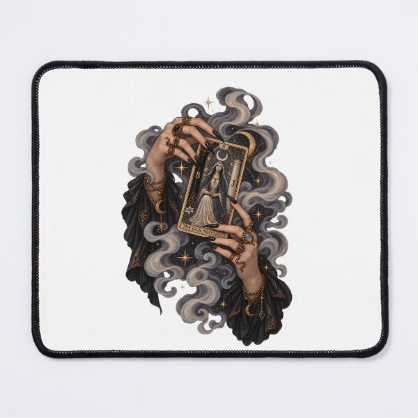 Item preview, The High Priestess Tarot Card - Witchy Hands Dark Academia designed and sold by Neurospicy Trolls.