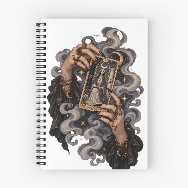 Item preview, The High Priestess Tarot Card - Witchy Hands Dark Academia designed and sold by Neurospicy Trolls.