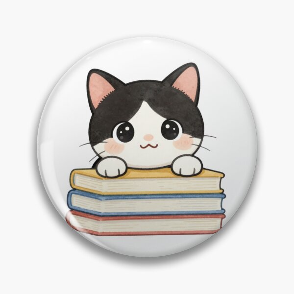 Item preview, Cute Kawaii Tuxedo Cat on a Stack of Books designed and sold by tobbyasz.