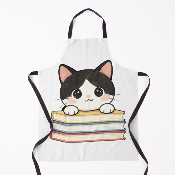 Item preview, Cute Kawaii Tuxedo Cat on a Stack of Books designed and sold by tobbyasz.