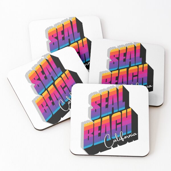 Item preview, Seal Beach California Retro Sunset 80s Vintage Travel T-Shirt Design designed and sold by DonnaRaine.